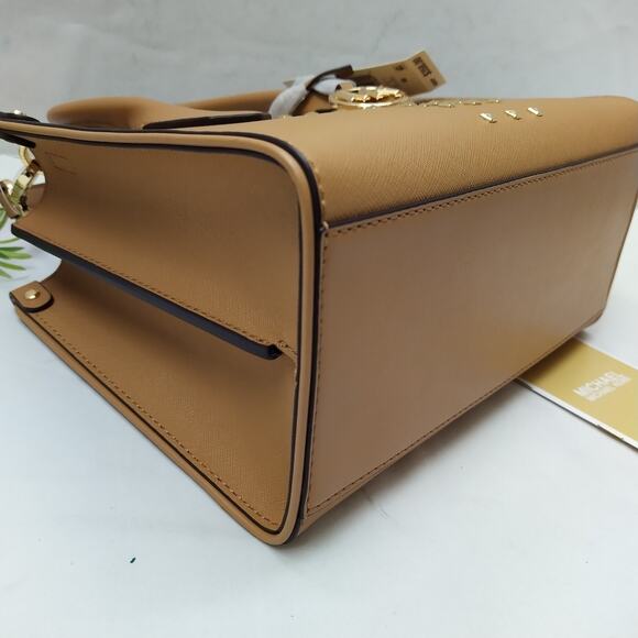 Michael Kors Maple Pinus Brown Leather Studded Top Handle Satchel Bag - NWT $358 - Picture 9 of 16